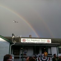 A beautiful double rainbow over the Community Store.