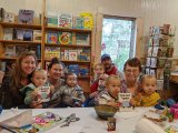 Ocracoke's toddler storytime group met at Books to Be Red where Ms. Leslie read "Trashy Town" and talked about Ocracoke's trash. Garbage trucks are a big hit with this crowd!