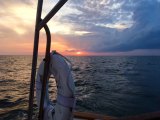 Sunset view from aboard the schooner Windfall