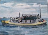 The first canvas to be returned is this little depiction of the mailboat ALETA, painted by Pat Schweninger.