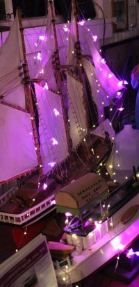 Even the boats inside the Watermen's Exhibit were lit.
