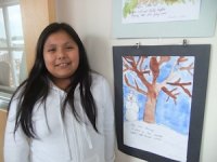 Emily Contreras and her haiku tree