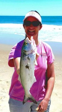Ashley Bahen of northern Outer Banks reeled in a cooler full of blue fish the day after the OISFT.