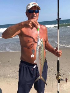 Brian Warren of Ocracoke caught three Spanish on 9/4 at ramp 72 on a doodlebug with cut blue fish for bait. 