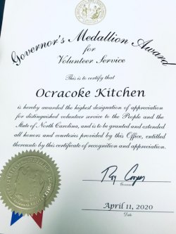 NC Governor Recognizes Ocracoke Strong Kitchen Volunteers