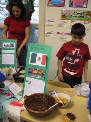 Edwin and his mom, Gloria, shared homemade tortillas and mole sauce.