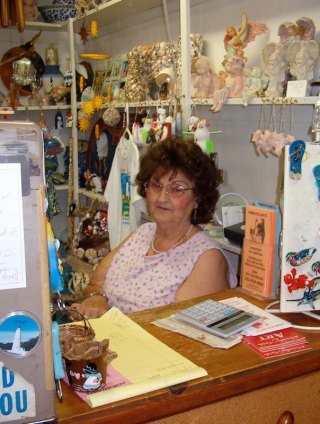 Elizabeth at the counter of Pamlico Gifts