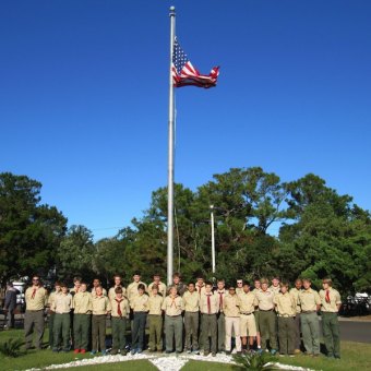 Troop 290 with leaders Ivey Belch and Jason Wells