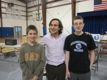 Cody Pinter, winner of the Spelling Bee, poses with Shea Youell and runner-up Dylan Sutton.