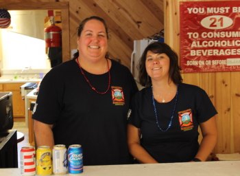 Female firefighters and bartenders extraordinaire Karm Laton and Jessica Caldwell