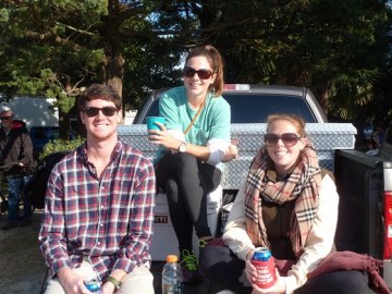 Tailgaters Alex, Casey and ... a smiling ginger.