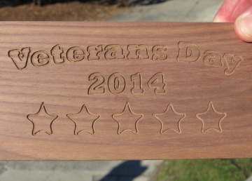 Close-up of plaque made by voc ed classes.