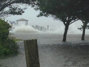 Tom Pahl captured this shot at the peak of the gusts on Saturday morning at the end of Lighthouse Road.