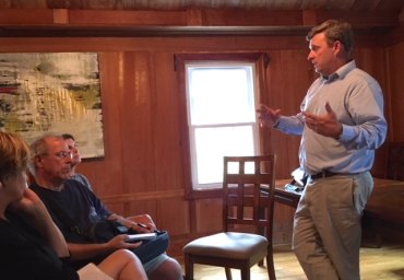 Ferry Division Deputy Director Jed Dixon delivers an update on the passenger ferry to a small but interested audience at the Berkeley Manor on October 15, 2018.