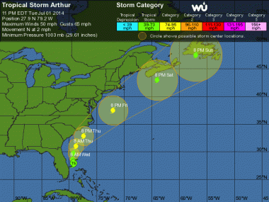 Tropical Storm Arthur Advisory #1