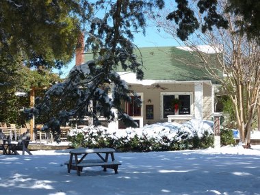 Ocracoke Coffee co. after a January 2011 snowfall.