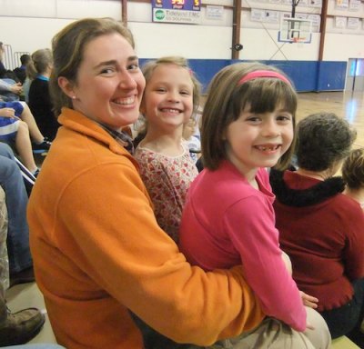 Miss Mary with two adoring Kindergarteners