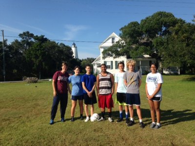 Early morning summer practice with Coach Mary, Caroline, Mac, Juan, Sam, John and Lupita