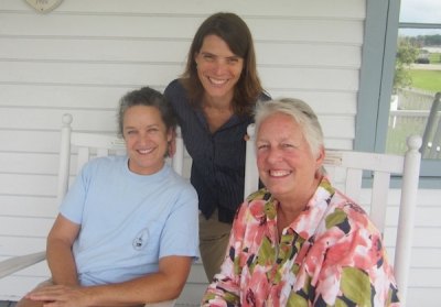Marcy, Amy and Mary Ellen, hard at work on the Museum's porch!