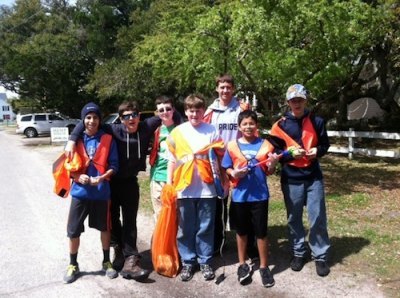 Ocracoke Boy Scouts at the Spring Litter Sweep