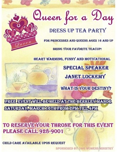 Queen for a Day Event Planned for March 16th