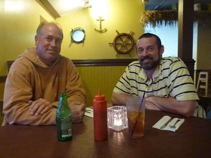 Byron Miller and Jason Wells were amused to be seated at the table where Dolores Tillett and Sis Robinson Spencer once held court at Captain Ben's Restaurant.