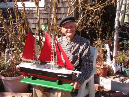 Roy was an artist, too! He handmade boat models, even sewing the sails himself. And yes, this one does live at my house! 
