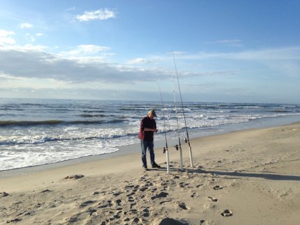 Jim and his surf-fishing gear