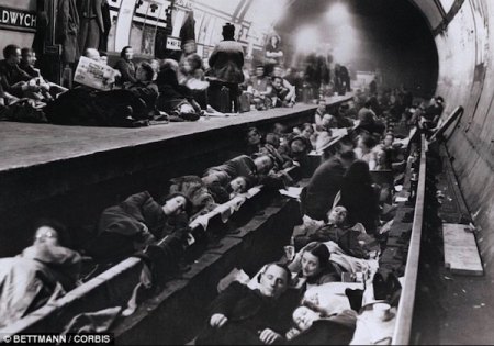 London citizens sleep in the Underground during The Blitz