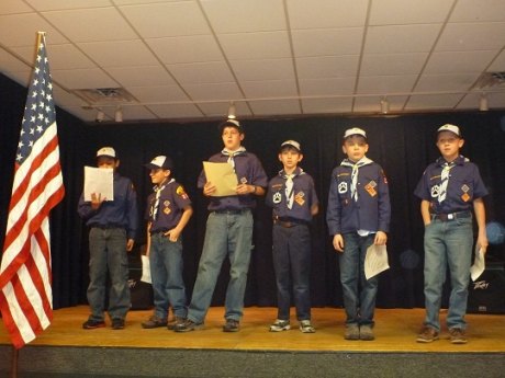 Bear troop members Christian, Mason, Cole, Alexander, Russell and Dylan.