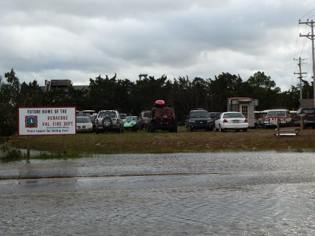 The new fire station site during Hurricane Sandy.  The property has been filled more since then, and is now 7 feet above sea level.