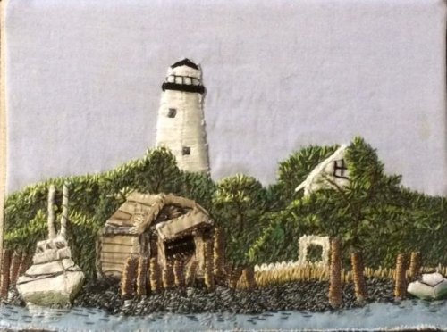 Tosha Collins's embroidered lighthouse sold for $200. 