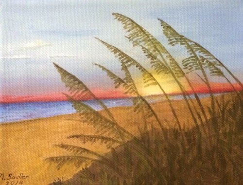 "Beach Grasses" by Nancy Sadler brought in $250! It was tied in 2nd place with one other canvas. 