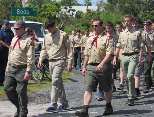 Ocracoke's Boy Scouts lead the procession