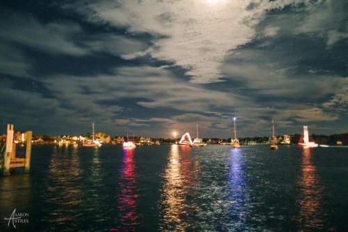 Harbor lights illuminated with Aaron's photog skills.