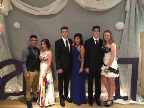 Jeyson (left) escorted Samantha Smith from Cape Hatteras High School, and poses with Sam, Vanessa, Reese, and Teresa