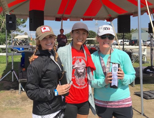 The overall female winners of the Half-Marathon: L-R: Marissa Gross, Gloria Perez, and Grace Ridley.