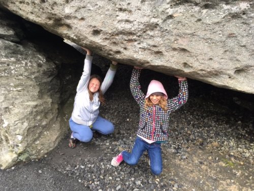 Mariah and Elsie do their best to hold up Split Rock.