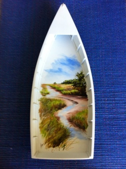 Model boat by Jimmy Amspacher, painted by Lena Ennis