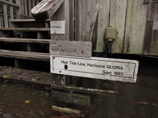 Hurricane high tides at the Village Craftsmen on Ocracoke.